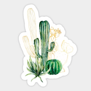 Elegant Gold Cactus Sticker